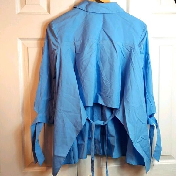 MILLY Blue Avery Tie Back Button Blouse Sz S - Picture 6 of 6